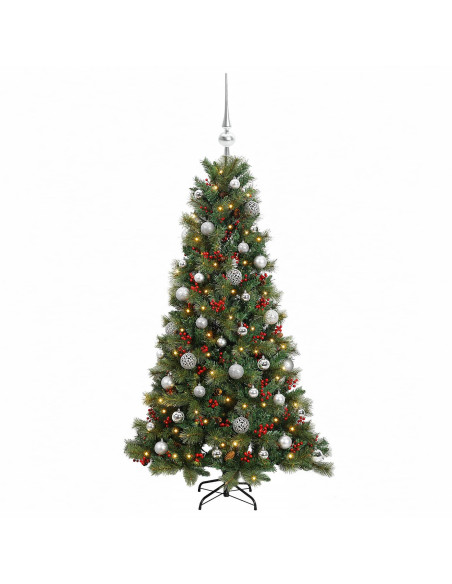Albero di Natale artificiale con palline 120 cm 150 LED