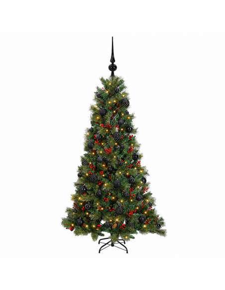 Albero di Natale artificiale con palline 120 cm 150 LED