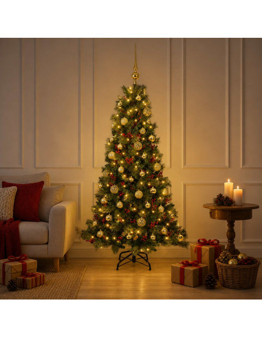 Albero di Natale artificiale con palline 120 cm 150 LED