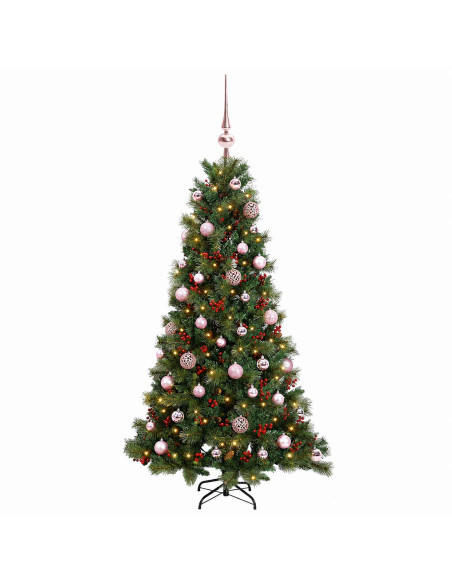 Albero di Natale artificiale con palline 120 cm 150 LED