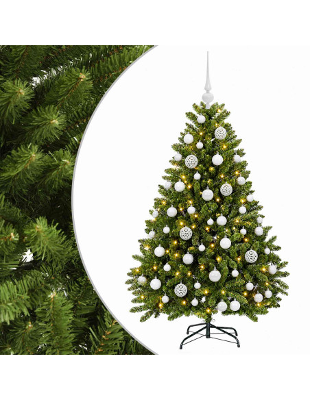 Albero di Natale Artificiale Verde Chiaro con Palline 120 cm