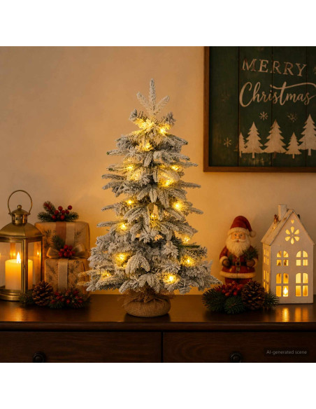 Albero di Natale Mini 60 cm 25 LED Bianco caldo PVC e PE