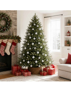 Set di Palline di Natale 30 pz argento e bianco 6 cm
