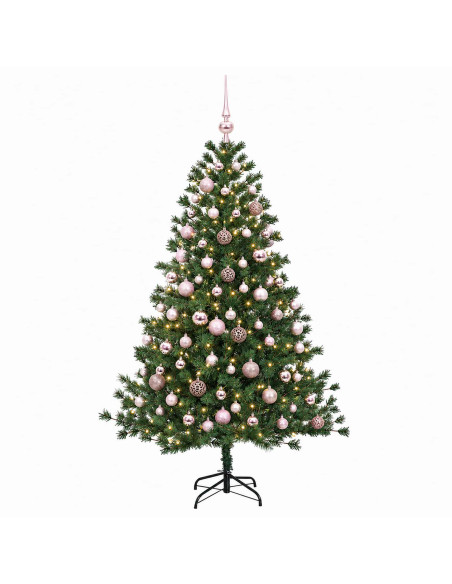 Albero di Natale artificiale con palline 180 cm 300 LED