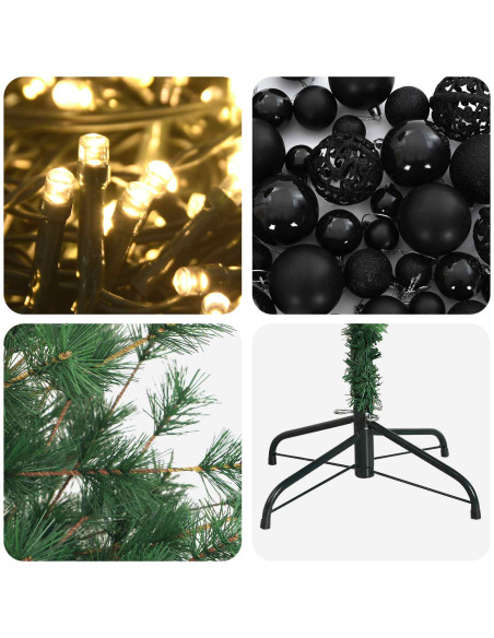 Albero di Natale artificiale con palline 180 cm 300 LED