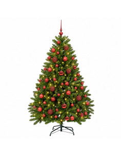 Albero di Natale artificiale verde chiaro con palline 120 cm 2