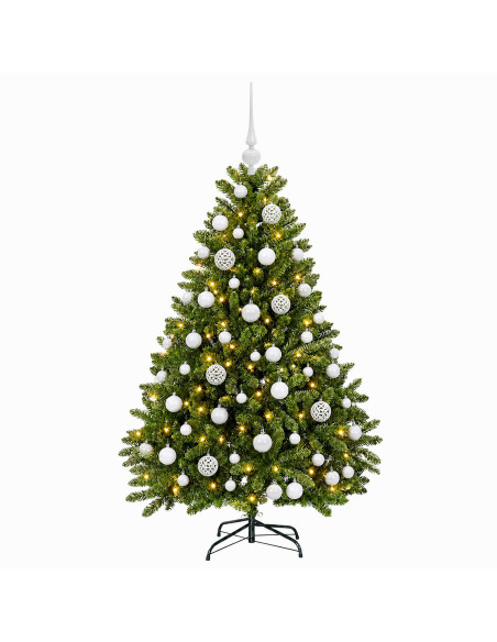 Albero di Natale Artificiale Verde Chiaro con Palline 120 cm