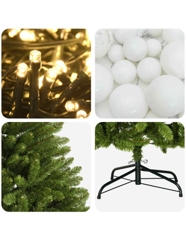 Albero di Natale Artificiale Verde Chiaro con Palline 120 cm