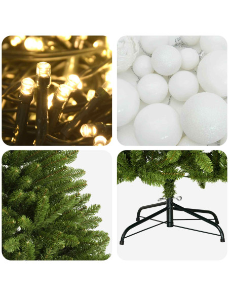 Albero di Natale Artificiale Verde Chiaro con Palline 120 cm