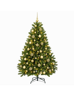 Albero di Natale artificiale verde chiaro con palline 120 cm 2