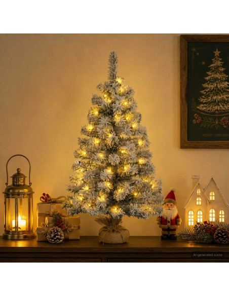 Albero di Natale Mini 60 cm 25 LED Bianco caldo PVC Bianco