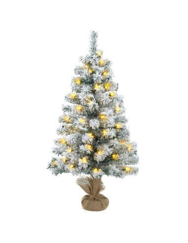 Albero di Natale Mini 60 cm 25 LED Bianco caldo PVC Bianco