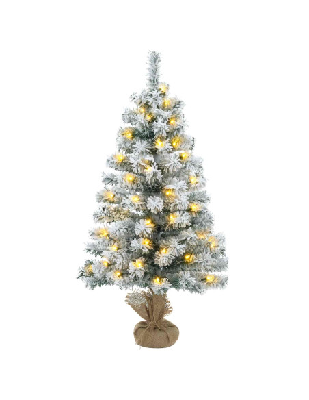 Albero di Natale Mini 60 cm 25 LED Bianco caldo PVC Bianco