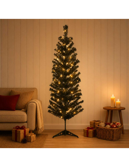 Albero di Natale Artificiale Sottile 120 cm 150 LED