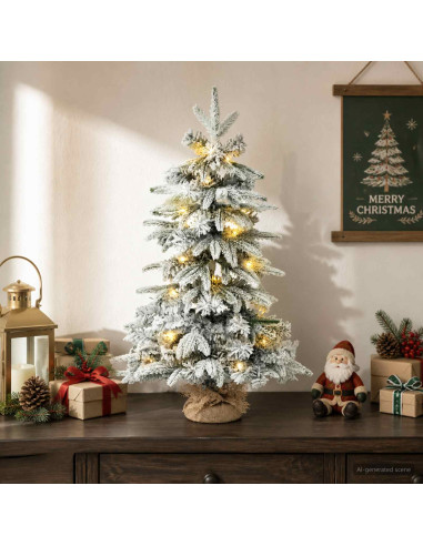 Albero di Natale Mini 60 cm 25 LED Bianco caldo PVC e PE