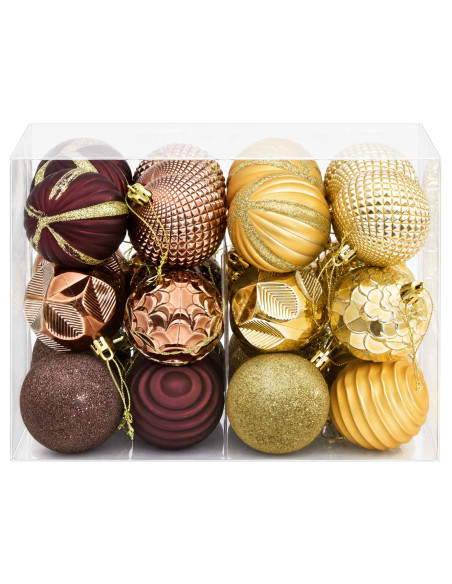 Set di Palline di Natale 36 pz Marrone e oro 6 cm Polistirolo