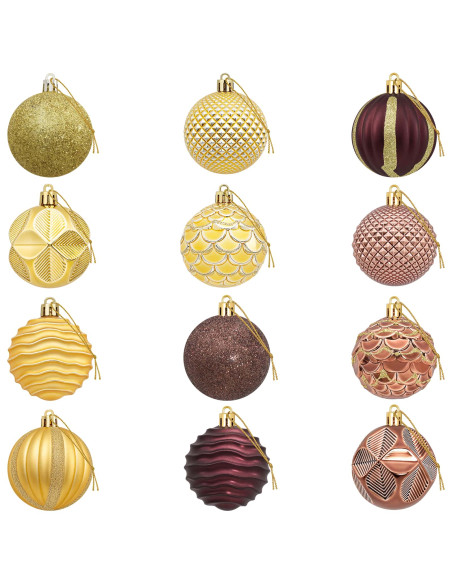 Set di Palline di Natale 36 pz Marrone e oro 6 cm Polistirolo