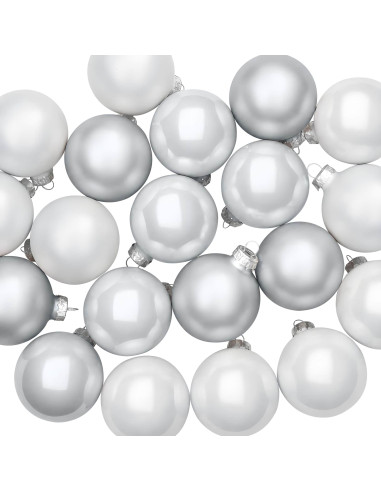 Set di Palline di Natale 30 pz argento e bianco 6 cm