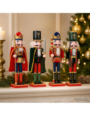 Schiaccianoci di Natale TURKU 4 pz Rosso e Nero 38 cm
