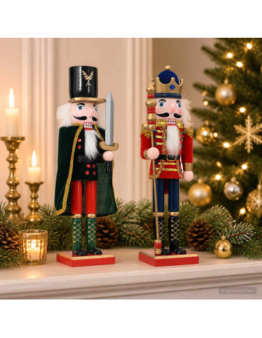 Schiaccianoci di Natale TURKU 2 pz Rosso e Nero 38 cm