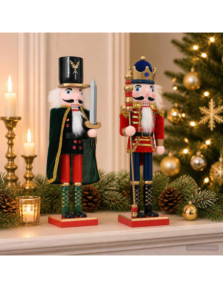 Schiaccianoci di Natale TURKU 2 pz Rosso e Nero 38 cm