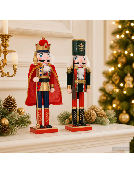 Schiaccianoci di Natale TURKU 2 pz Rosso e Nero 38 cm