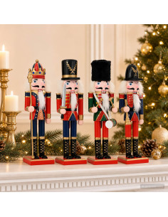 Schiaccianoci di Natale TURKU 4 pz Rosso e Nero 30 cm