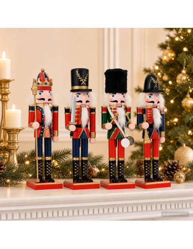 Schiaccianoci di Natale TURKU 4 pz Rosso e Nero 30 cm