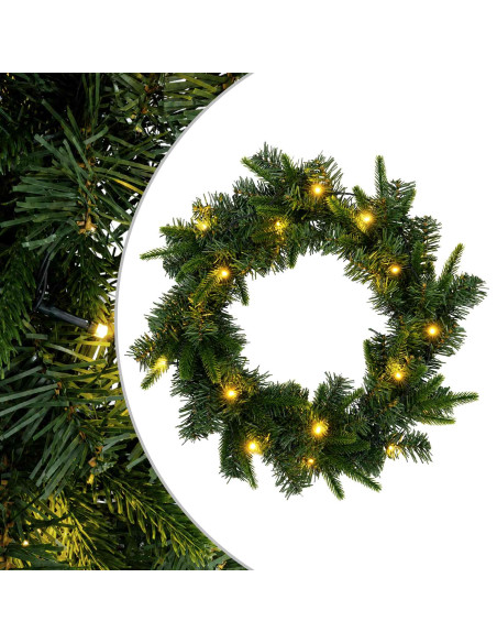 Ghirlanda di Natale Verde Ø 30 cm PVC e PE 25 LED