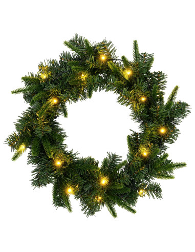 Ghirlanda di Natale Verde Ø 30 cm PVC e PE 25 LED