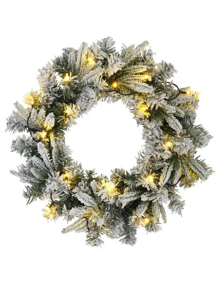 Ghirlanda di Natale Bianco Ø 30 cm PVC e PE 25 LED