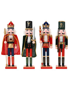 Schiaccianoci di Natale TURKU 4 pz Rosso e Nero 38 cm 2