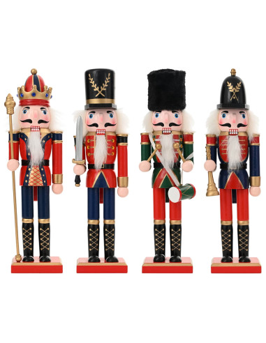 Schiaccianoci di Natale TURKU 4 pz Rosso e Nero 30 cm