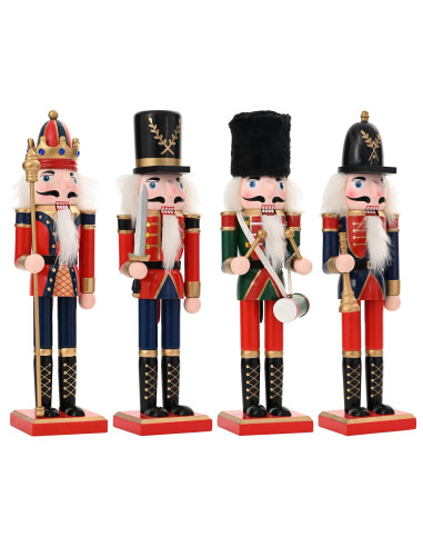 Schiaccianoci di Natale TURKU 4 pz Rosso e Nero 30 cm