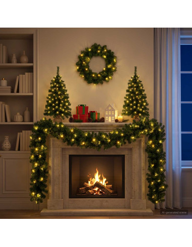 Set mini alberi di Natale 60 cm 125 LED Bianco caldo PVC Verde