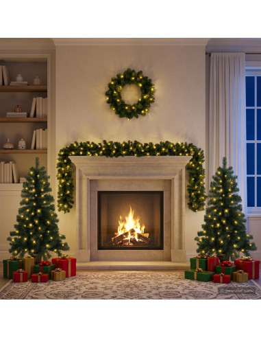 Set mini alberi di Natale 120 cm 275 LED Bianco caldo PVC Verde