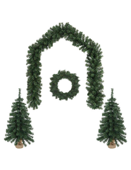 Set mini alberi di Natale 90 cm PVC Verde