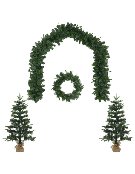 Set mini alberi di Natale 90 cm PVC e PE Verde