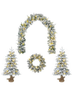 Set mini alberi di Natale 90 cm 175 LED Bianco caldo PVC e PE 2