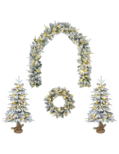 Set mini alberi di Natale 90 cm 175 LED Bianco caldo PVC e PE
