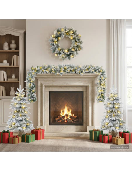Set mini alberi di Natale 90 cm 175 LED Bianco caldo PVC e PE