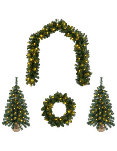 Set mini alberi di Natale 60 cm 125 LED Bianco caldo PVC Verde 2