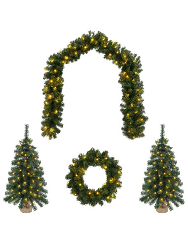 Set mini alberi di Natale 60 cm 125 LED Bianco caldo PVC Verde