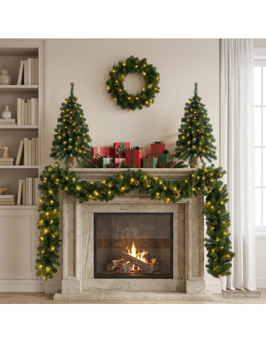 Set mini alberi di Natale 60 cm 125 LED Bianco caldo PVC Verde