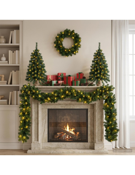 Set mini alberi di Natale 60 cm 125 LED Bianco caldo PVC Verde