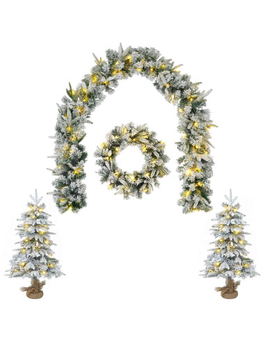 Set mini alberi di Natale 60 cm 125 LED Bianco caldo PVC e PE