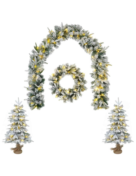 Set mini alberi di Natale 60 cm 125 LED Bianco caldo PVC e PE