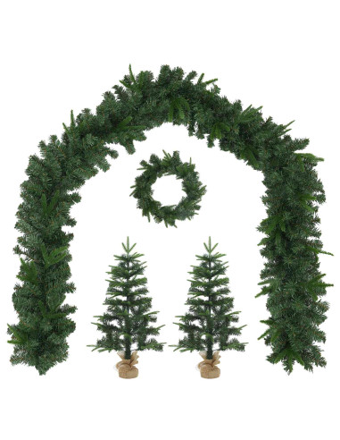 Set mini alberi di Natale 45 cm PVC e PE Verde