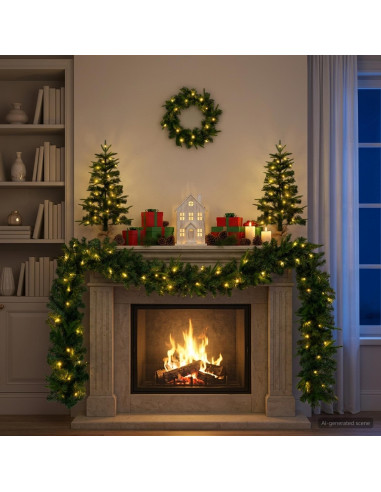 Set mini alberi di Natale 45 cm 125 LED Bianco caldo PVC e PE