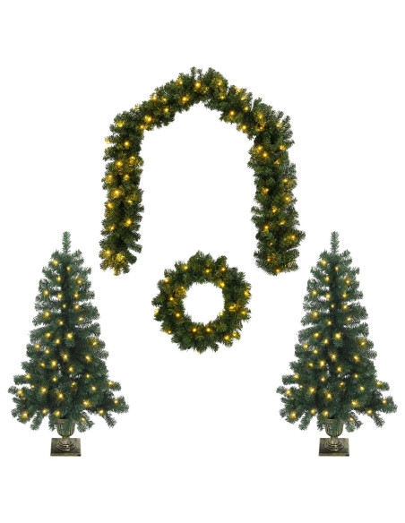 Set mini alberi di Natale 120 cm 275 LED Bianco caldo PVC Verde